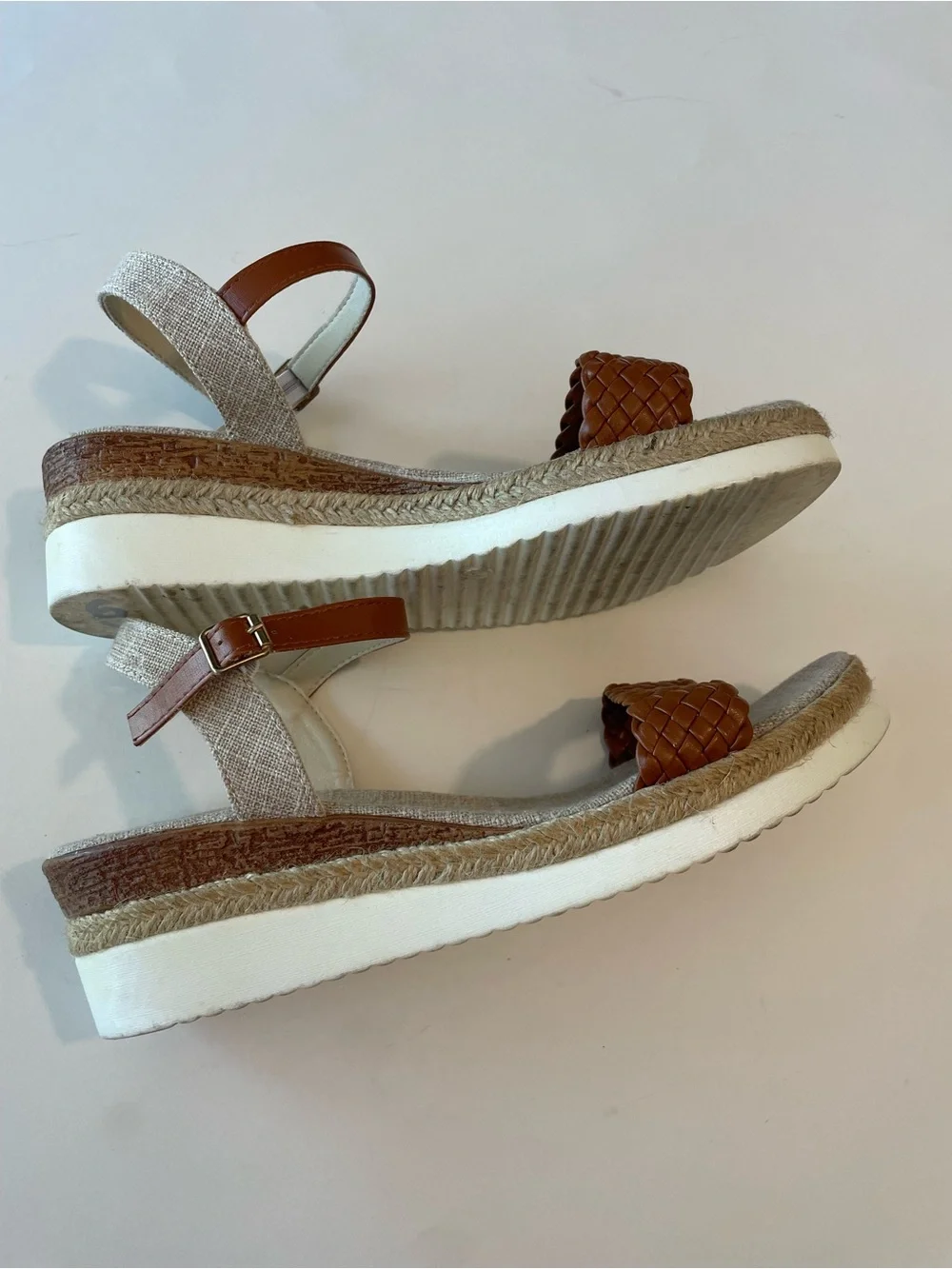 Women’s Brown Woven Strap Wedge Sandals - Picture 4 of 6